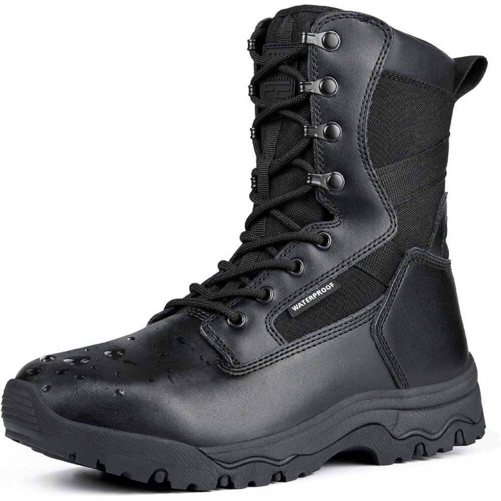 Men's Suede Leather Dark Black 8" Lightweight Military Work Combat Desert Boot